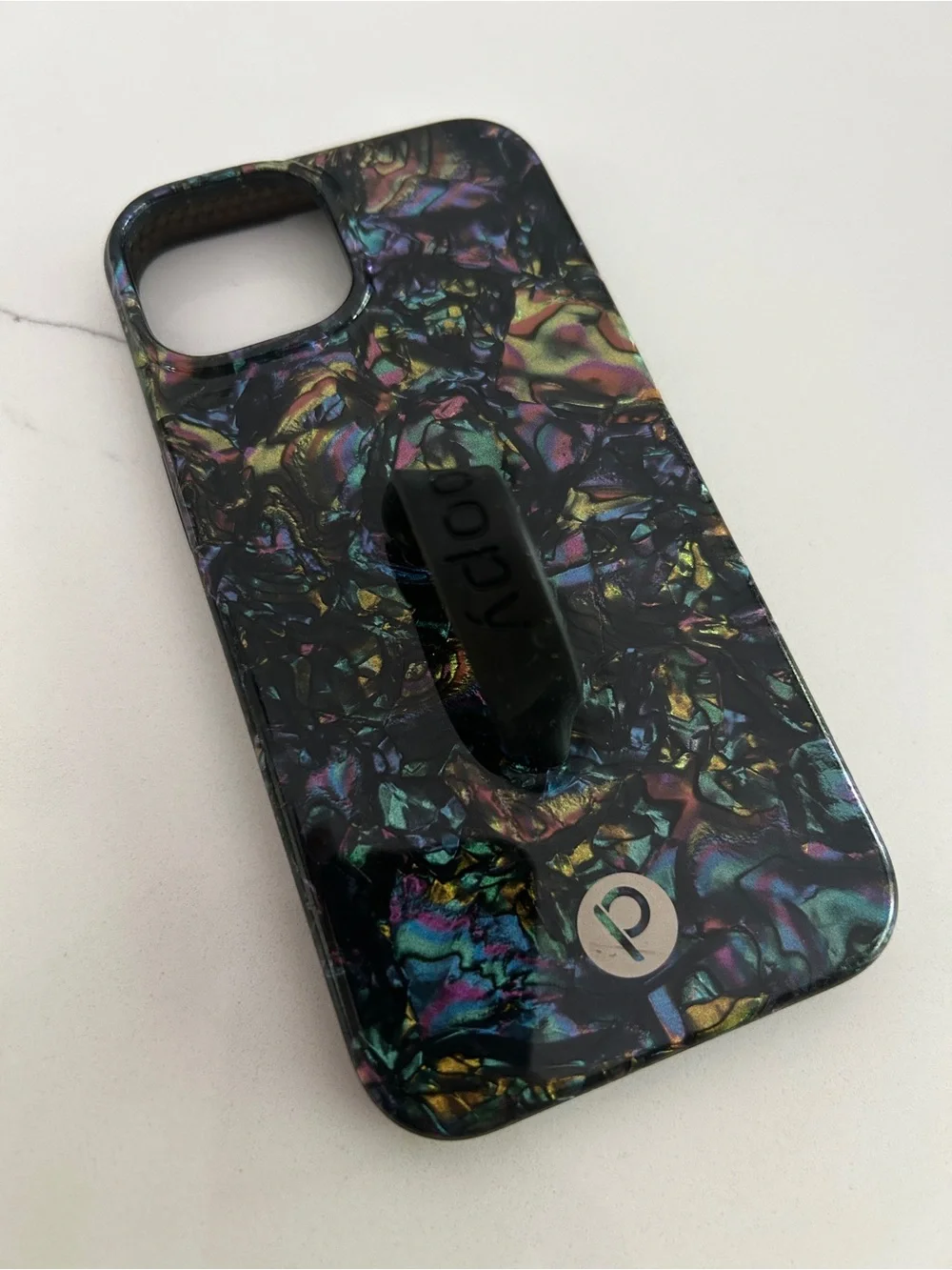 Loopy Case Iridescent Abalone Black Phone Case with Built-In Loop